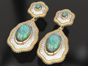 pepita de brincos jóias réplica diamante colecionáveis opala detalhadas rico luxo forjado textura amontoados 3d print model - Mito3D
