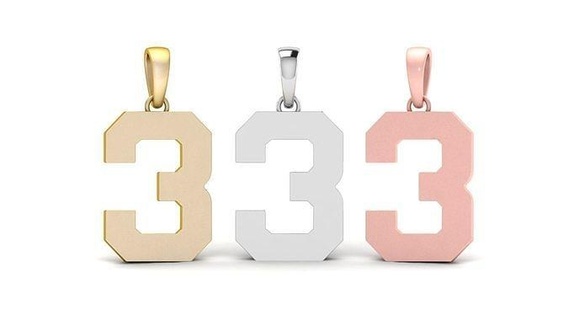 number 3 font plain gold pendant numbers diamond gem 0 1 2 4 5 6 7 8 9 numberpendant hiphop numeric letters jewelry pendants 3d print model - Mito3D