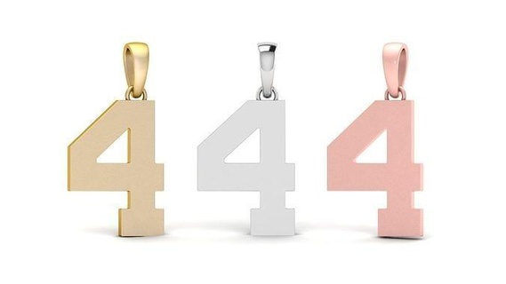 number 4 font plain gold pendant numbers diamond gem 0 1 2 3 5 6 7 8 9 numberpendant hiphop numeric letters jewelry pendants 3d print model - Mito3D