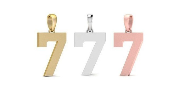 number 7 font plain gold pendant numbers diamond gem 0 1 2 3 4 5 6 8 9 numberpendant hiphop numeric letters jewelry pendants 3d print model - Mito3D