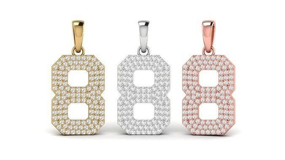 number 8 font diamond pendant numbers gold gem 0 1 2 3 4 5 6 7 9 numberpendant hiphop numeric letters jewelry pendants 3d print model - Mito3D