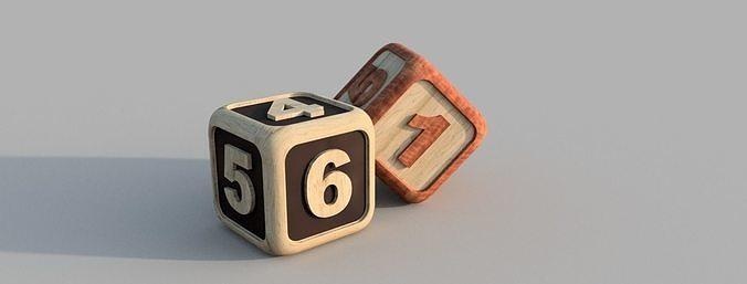 numeric dice wood cube sports toy gambling board art 3d print model - Mito3D