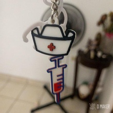 nursery key chain keychain art doctor medicine gift stethoscope syringe nurse fashion 3d print model - Mito3D
