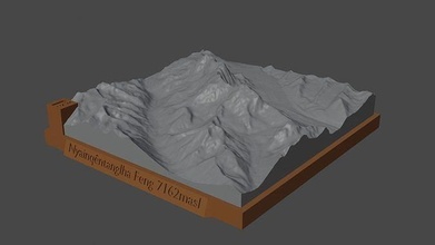nyainqentanglha feng mountain landscape volcano terrain environment nature photogrammetry elevation dem science 3d print model - Mito3D