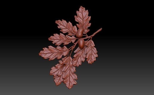 quercia ramo legna albero natura arredamento decorazione ghianda verdura floreale cnc arte 3d print model - Mito3D