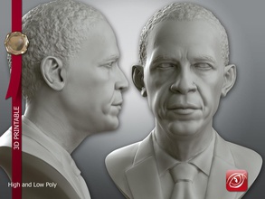 obama bust history challenge printable human man obj stl body character president art sculptures barack 3d print model - Mito3D
