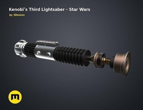 obi wans sabre luz estrela guerras kyber cristal espada pálido kenobi guerra estrelas padawan vader anakin jedi combate solteiro lâmina duelo laser punho luta jogos brinquedos 3d print model - Mito3D