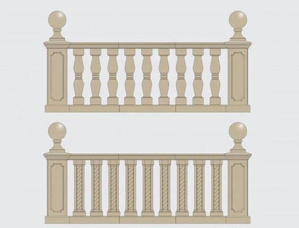 object set wooden railings design classic home modern architecture building house decor 3d print model - Mito3D