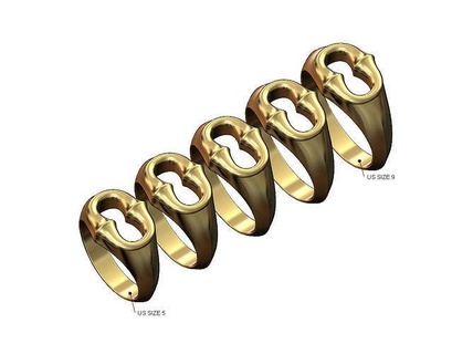 oblang gebogen Kette Verknüpfung Signet us Größen 5to9 Schmuck druckbar Gold Silber Mode Ring Sterling Slot gerundet Aussage vintag klassisch 3d Modell Ringe 3d print model - Mito3D