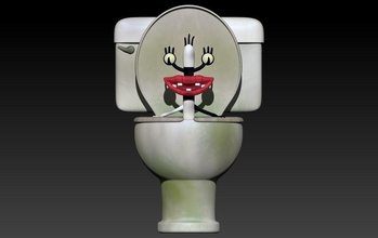 kurve toilette frau it karikatur real monster aaahhrealmonsters figur fan art miniatur cartoon network netzwerk toon statue figuren nickelodeon kreatur 3dprint ickis krumm wunder spiele spielzeuge 3d print model - Mito3D