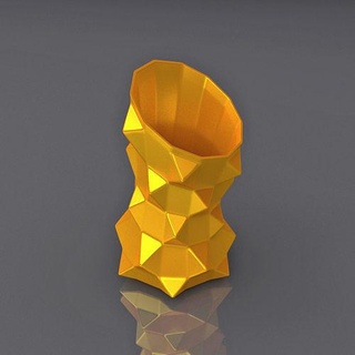 eğik üçgen çentikli vazo geometrik şekil 3d baskı model mimari Sanat çanak dekorasyon tasarım ev Yazdır küre nirengi çokgen mozaik üçgensel fütüristik Fincan tencere çiçek dekor 3d print model - Mito3D