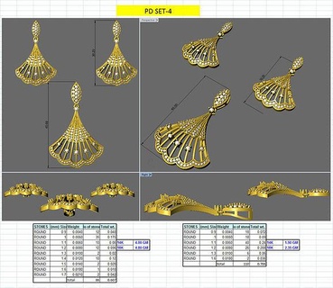ocean shell type design earring pendent set jewelry gold printable earrings pendant wedding jewellery fashion beauty engagement solitaire sale free unique simple star seller bridal antique 3d print model - Mito3D