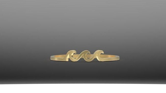 ocean wave ring tide silver beach jewellery jewelry surf gold boho minimal design art sea hand handmade jewel rings 3d print model - Mito3D