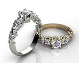 as ondas do oceano estilo de anel noivado jóias da forma diamante branco amarelo ouro casamento printable anéis 3d print model - Mito3D