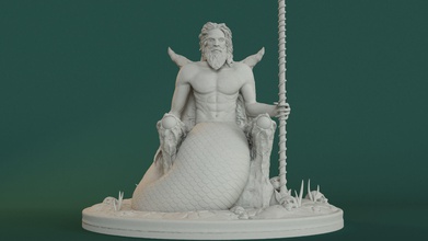 oceanus poseidón escultura dios titán griego mitología impresión imprimible esculpir okeanus estatua arte esculturas fantasía ciencia ficción zbrush 3dprint modelo 3d print model - Mito3D