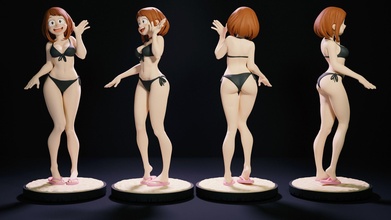 ochako uraraka my héros académie 3dprint anime myheroacademy deku art sculptures 3d print model - Mito3D