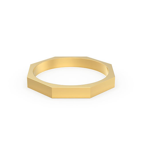 sekizgen altın minimalist yüzük geometrik düğün grup takı yüzükler yazdırılabilir gümüş mücevher nişan moda 3D print model - Mito3D