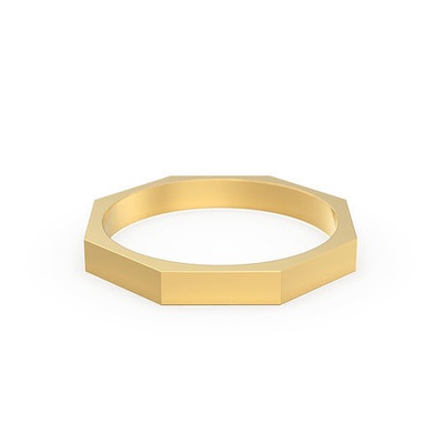octágono oro minimalista anillo geométrico boda banda joyería joya anillos imprimible plata compromiso moda 3d print model - Mito3D