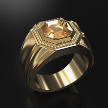 octágono anillo hombres atolyestone moda lujo mensring mujer diseñador clásico elegante oro joyería joya brillante imprimible diamante patrón sello anillos zafiro 3d print model - Mito3D