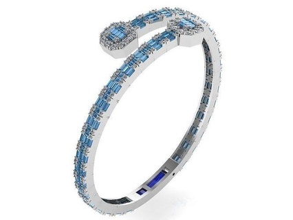 octagonal halo bangle bracelet 0731 ring gold diamond pave jewelry 3d printing silver manufacturing fashion design rope rings engagement print gem printable sterling jewel bracelets 3d print model - Mito3D
