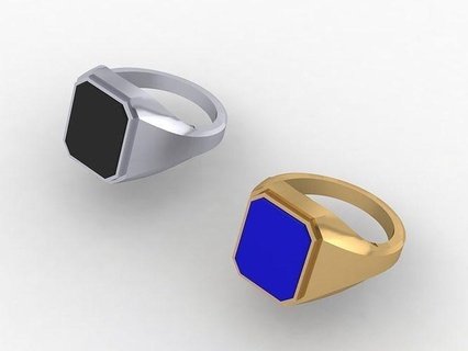 octogonal sinete ônix stl impressão 3d octógono prata diamante joalheria jóias anel brilhante argolas ouro jóia cafajeste moda Projeto platina 3d print model - Mito3D