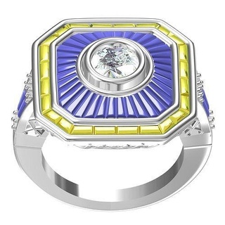 octagonal style sapphire stone ring gold octagon silver design jewelry diamond gem jewellery engagement wedding cad fashion sterling 3d rings 3d print model - Mito3D