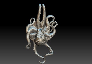 octapus pendant 3d model jewelry gold silver gem octopus monster ocean tentacles pendants fish jewel sea printable fantasy fictional creature sterling squid 3d print model - Mito3D