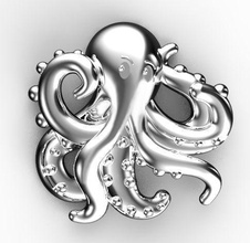 poulpe pendentif in sterling argent animal mer nature créature calamar tentacule bijoux jouet jeux jouets jeu accessoires 3d print model - Mito3D