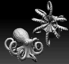 poulpe mer créature nature océan poisson bête prédateur bijoux bijou argent imprimable sterling cnc pendentifs 3d print model - Mito3D