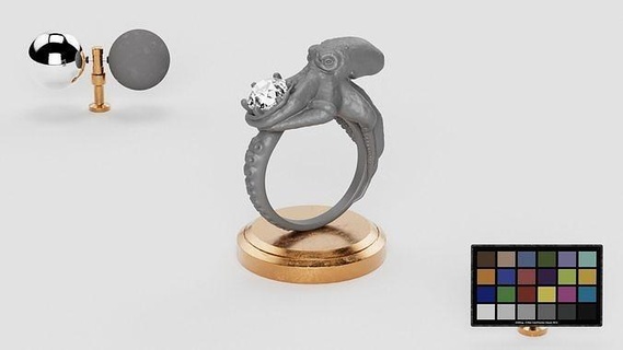 Tintenfisch 3d Ring Schmuck Gold Silber druckbar Diamant Ringe Juwel Hochzeit brillant Platin Engagement Mode cad Detail 3d print model - Mito3D