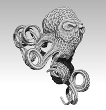 octopus king detailed drawing art seafood monster ocean sea animal fish nature realistic fishing neck pendant jewelry statue water tattoo octopoda mollusc body sculptures 3d print model - Mito3D