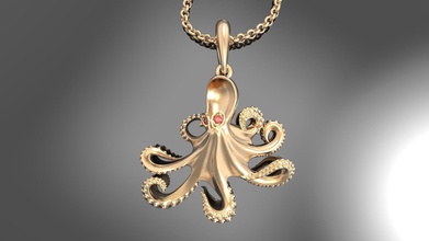 polpo pendente gioielleria oro argento gemma mostro oceano tentacoli ciondoli pesce gioiello mare stampabile 3d print model - Mito3D