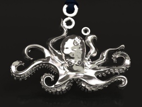 octopus pendant - original diving submariner diver depth underwater scuba dive sea clam poulpe decor woodcarving 3d ocean swim photo jewelry pendants animal 3d print model - Mito3D