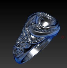 Oktopus-ring Schmuck ring octopus pearl Silber Tentakeln Ringe 3d print model - Mito3D