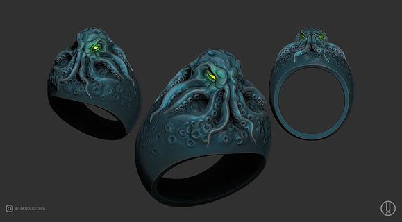 octopus ring jewellery jewelry jewel printable print rings silver 3d print model - Mito3D