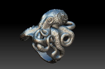 polvo anel 3d modelo impressão joalheria prata pingente tentáculos pingentes peixe jóia mar imprimível fantasia ficcional criatura lula oceano argolas 3d print model - Mito3D