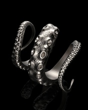poulpe bague 3d impression modèle mer créature océan calamar tentacule bijoux 3dprint bijou nature poisson argent imprimable cthulhu lovecraft fantaisie gothique fictif anneaux 3d print model - Mito3D