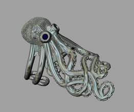 polpo squillare 3dm file argento gioiello stampabile diamante sterlina calamaro tentacolo fidanzamento engagement gioielleria oro taglia mare anelli 14 3d print model - Mito3D