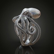 octopus tentacle engagement ring ocean sterling silver fish squid sea creature nature men finger deep jewelry rings 3d print model - Mito3D
