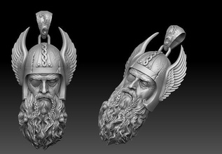 odin pendant silver jewelry god father viking warrior kolovrat amulet talisman obereg scandinavian zeus jupiter mythology goods religion myth norse pendants 3d print model - Mito3D