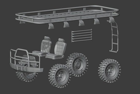 off road corpo kits uaz modelo escala estrada Parachoque kit faça rodas carro automotivo passatempo 3d print model - Mito3D