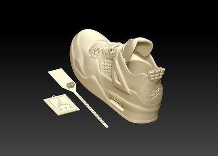 off-white x nike air jordan 4 keychain keyring finger sneakers puppet sneaker fashion shoes 3d print model - Mito3D