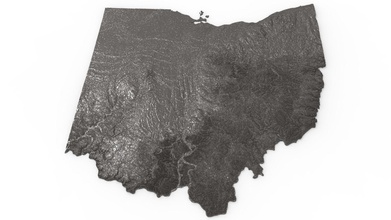 usa ohio relief map united states 3d printer art america national state world us 3d print model - Mito3D