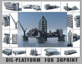 oil platform print factory industry industrial tank pump manufacturing pipe power valve tool scifi energy electric conveyor manufacture facility house 3d print model - Mito3D