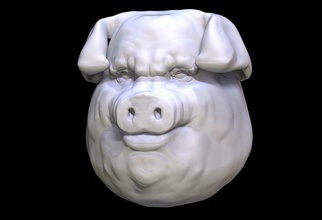 oinker pig head sculpt pigman farm nature oink pink creature miniature kitbash animal ham art sculptures 3d print model - Mito3D