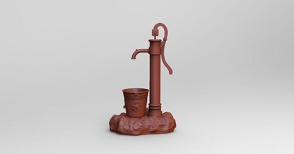 ancienne pompe à eau du pot de fleurs art jardin la maison les cadeaux plantes sculpture sculptures 3d print model - Mito3D