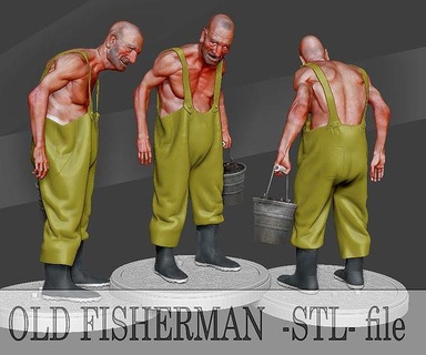 old fisherman -stl- 3d praint miniatures man thorax strong strength art sculptures 3d print model - Mito3D