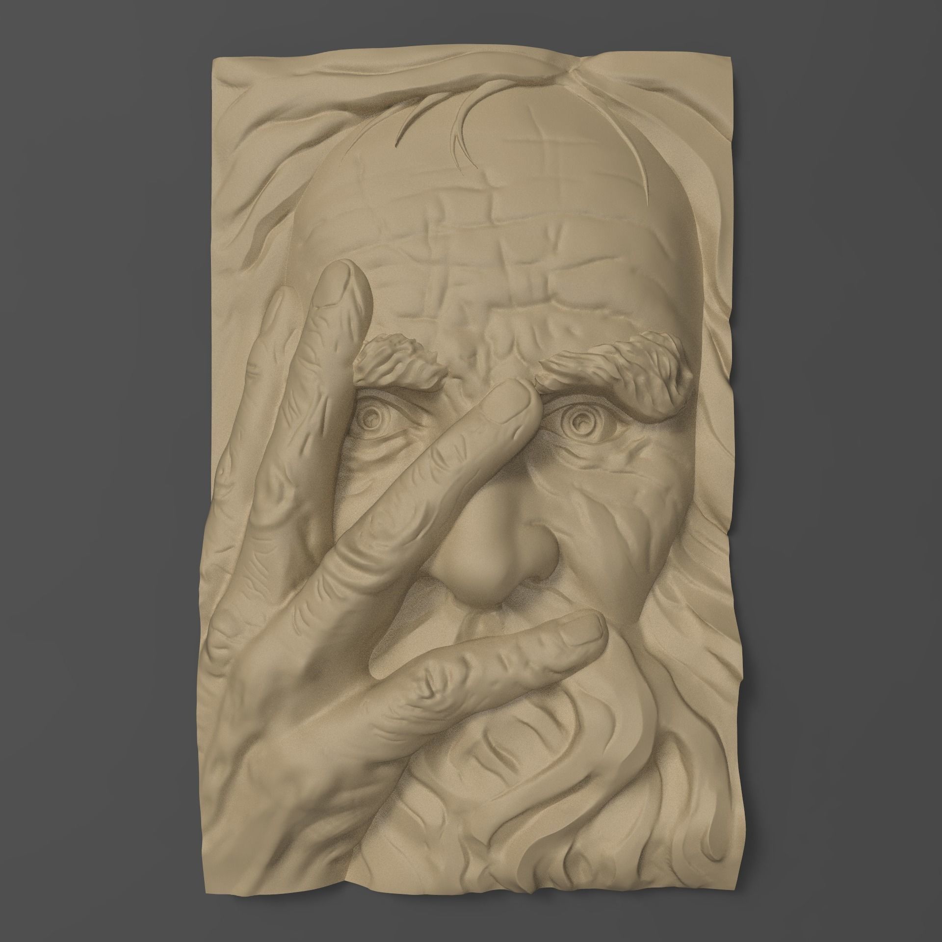old man face bas relief cnc grandfather panel sculpture carving mold printable high poly obj stl art sculptures 3D print model - Mito3D