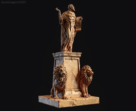 antiga estátua de dois leões escultura pedestal leão idade prêmio mármore monumento sepultura estatuária do busto godofwar a figura túmulo arte homem cemitério esculturas 3d print model - Mito3D