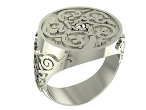 old style circle signet male ring armenian ornamental ornament ornaments jewelery oldjewel jewelry rings ironwork silver gold cast 3d print model - Mito3D